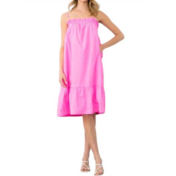 NEW THML bright and airy midi dress in pink - Picture 1 of 3